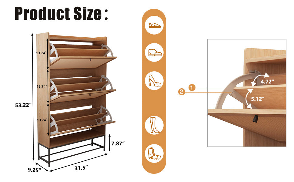 Entryway Wooden Shoe Cabinet image2