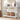 Beige White Modern Narrow Boho Entryway Console Table with Open Storage Shelves and Burlap Rattan Drawers
