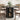 Black 47 inch Round Kitchen Dining Table for 4 with 2-Layer Storage Shelf and Wood Slide Door