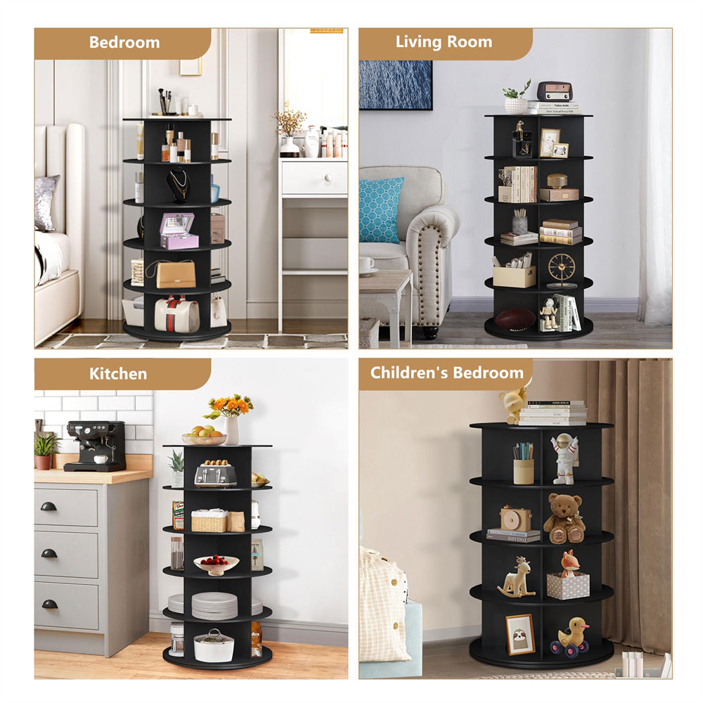 Black 7 Tier Rotating Shoe Rack Tower 360 Spinning Vertical Shoe Storage Rack
