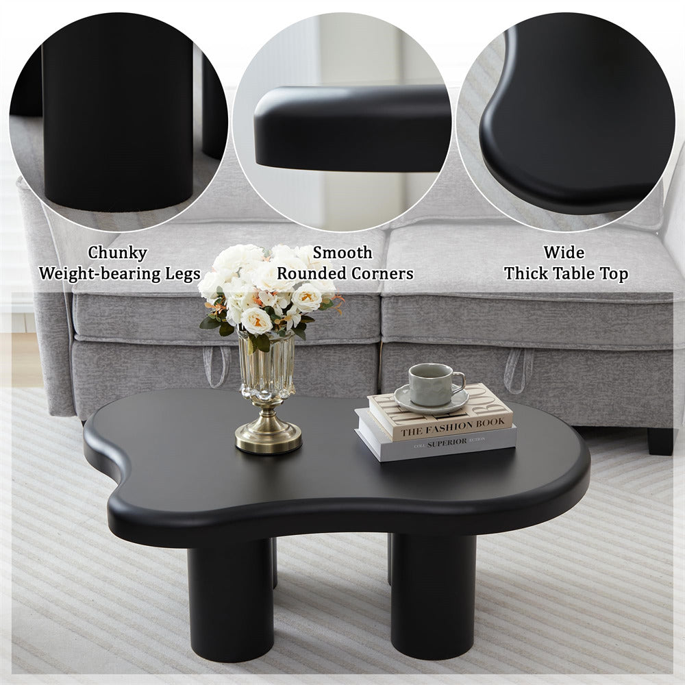 Black Cute Irregular Shape Cloud Coffee Table with Large Tabletop