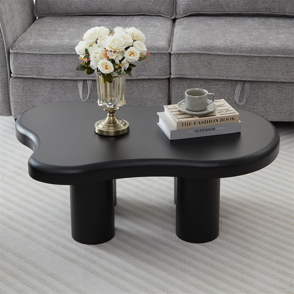 Black Cute Irregular Shape Cloud Coffee Table with Large Tabletop