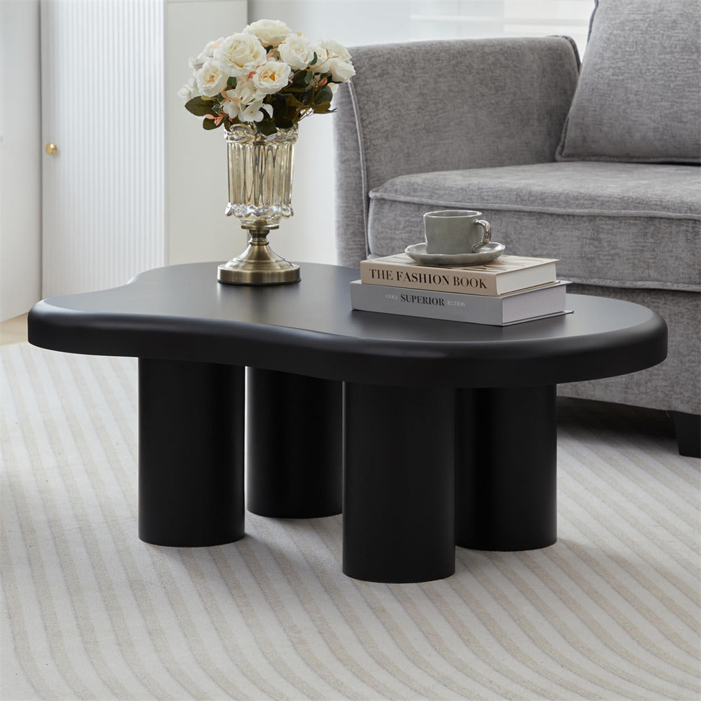 Black Cute Irregular Shape Cloud Coffee Table with Large Tabletop