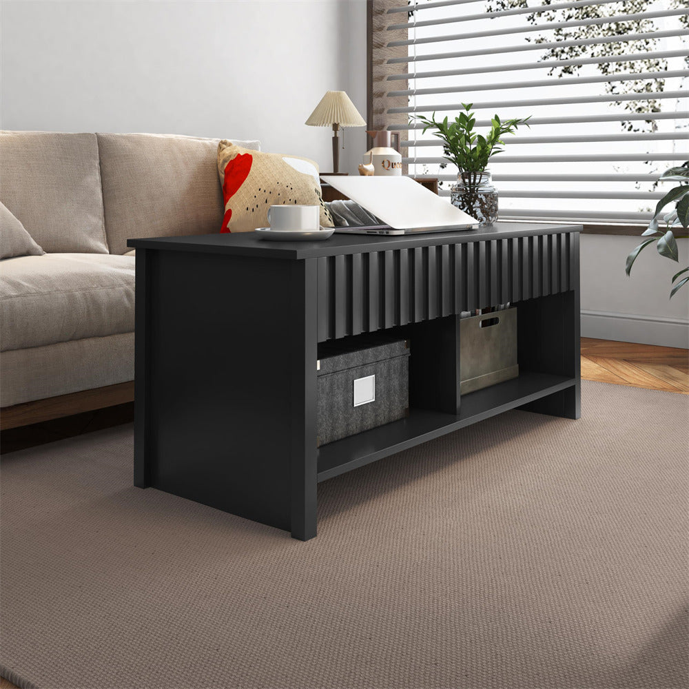 Black Mid Century Modern Rustic Rattan TV Stand 65 inch with Storage and Shelves