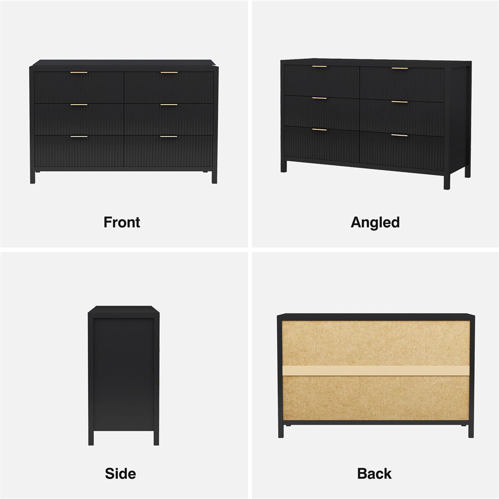Black Wooden 6 Chest of Drawers