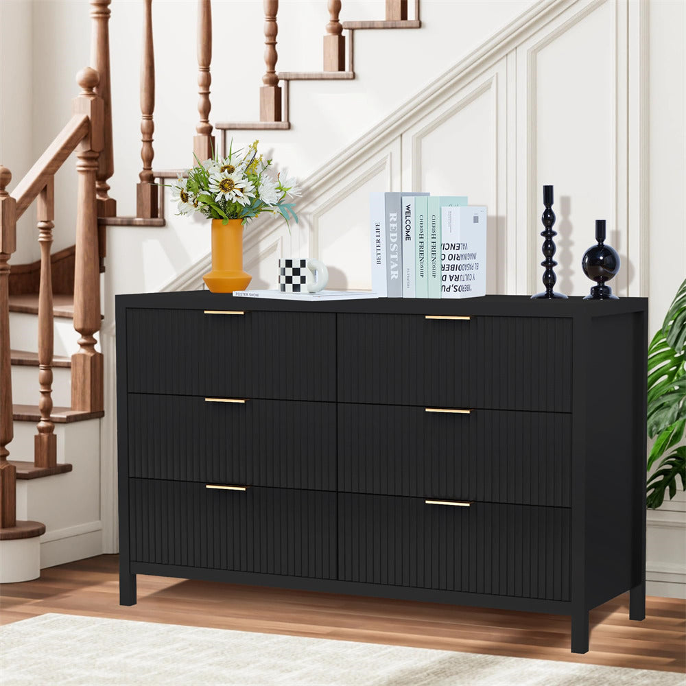 Black Wooden 6 Chest of Drawers