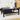 Mid-Century Modern Rectangular Wood Coffee Table Black with Waveform Panel Sliding Door