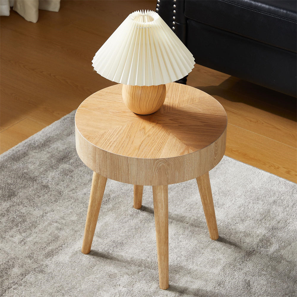 Modern Farmhouse Wooden Round Coffee Table End Table 2-piece Set