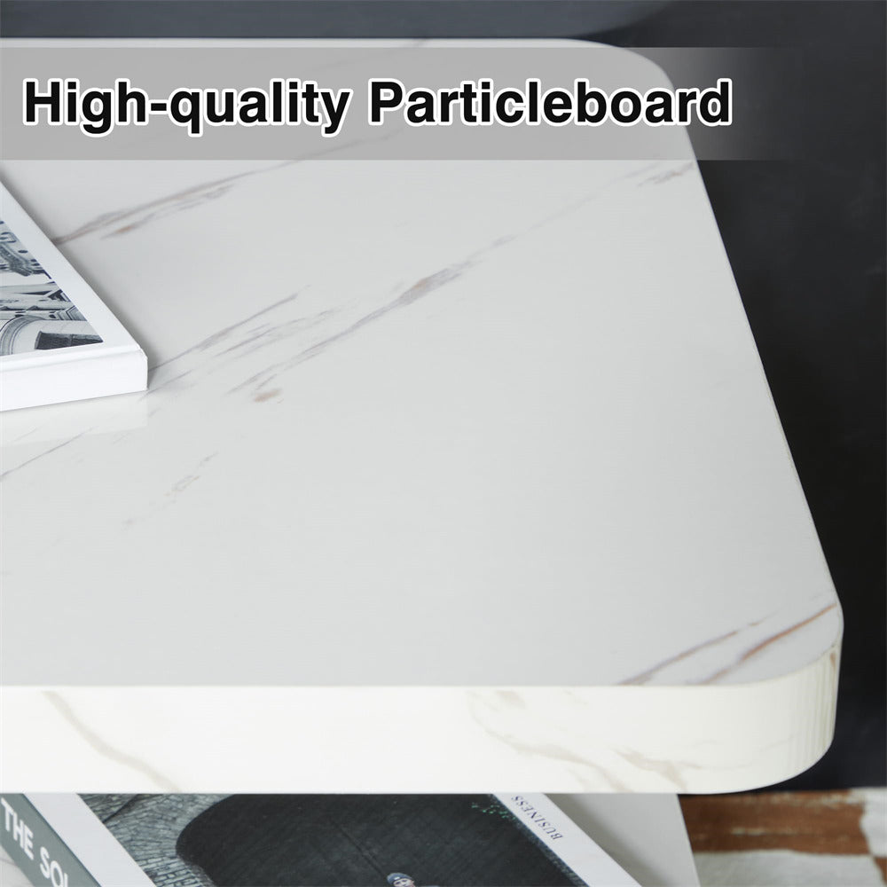 Modern High Gloss Coffee Table White with Smart 16 Colors LED Lights
