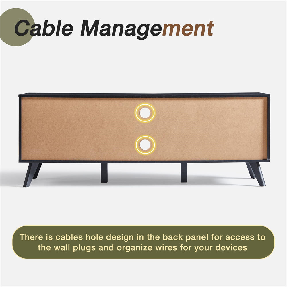 Modern Wooden TV Stand Console Table Entertainment Centers Black