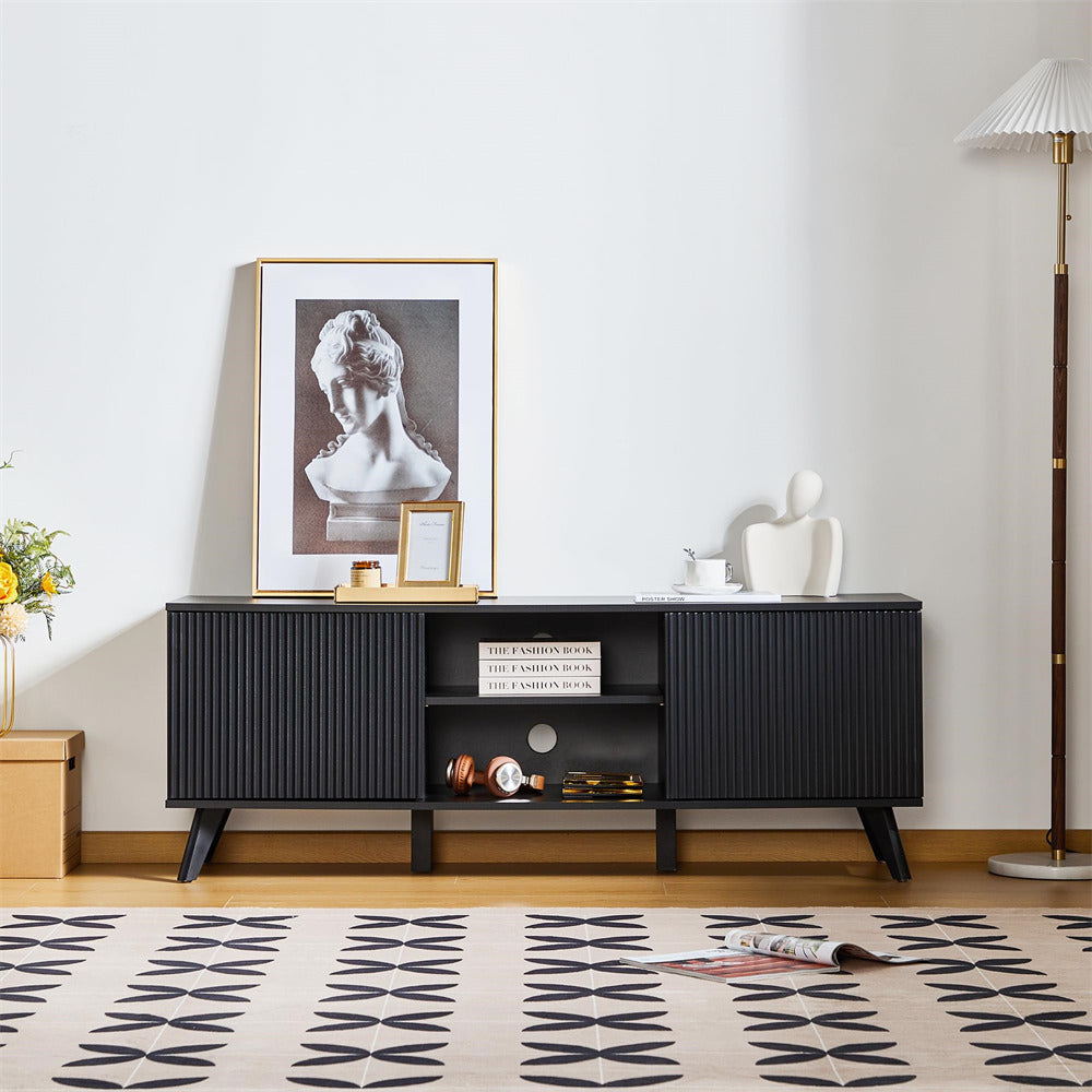 Modern Wooden TV Stand Console Table Entertainment Centers Black