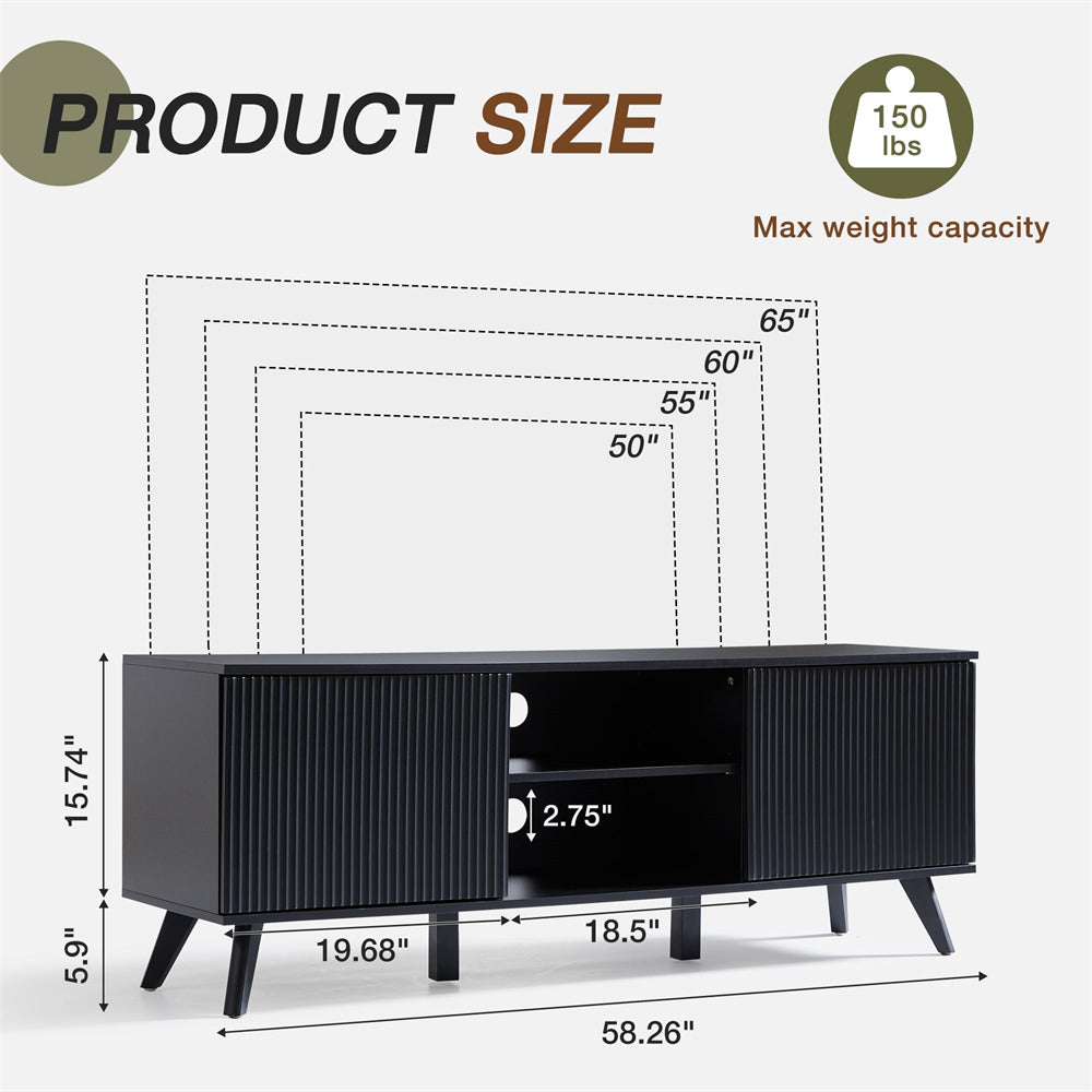 Modern Wooden TV Stand Console Table Entertainment Centers Black
