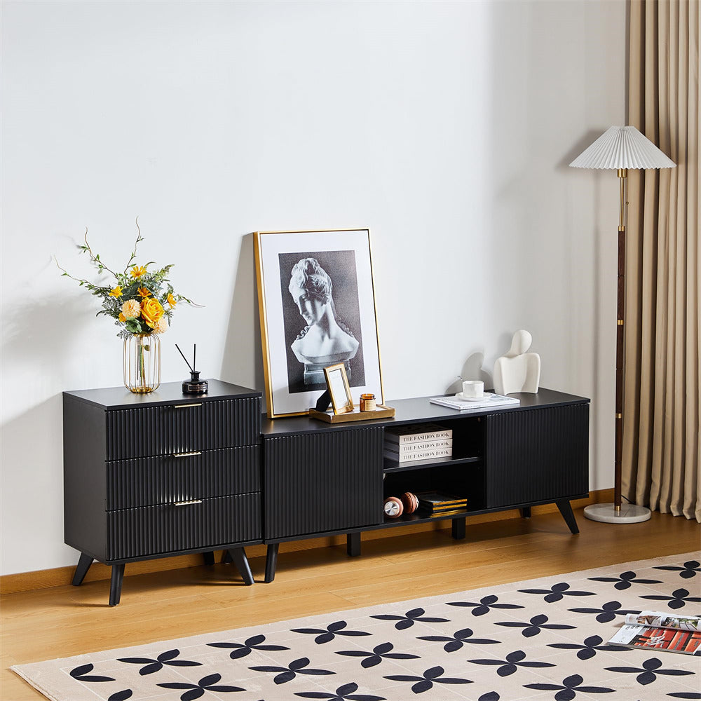 Modern Wooden TV Stand Console Table Entertainment Centers Black