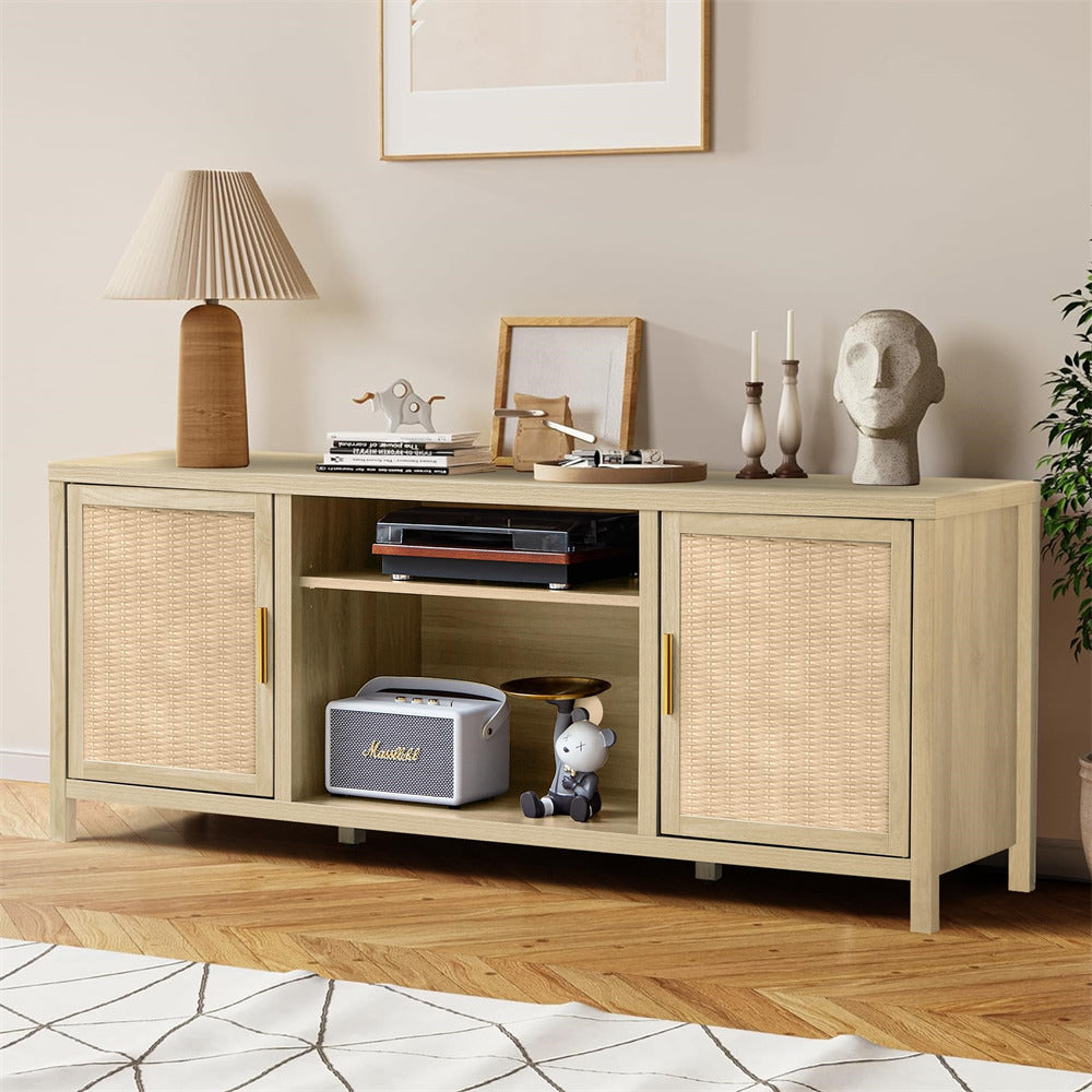 Natural 55 inch Low TV Console Table