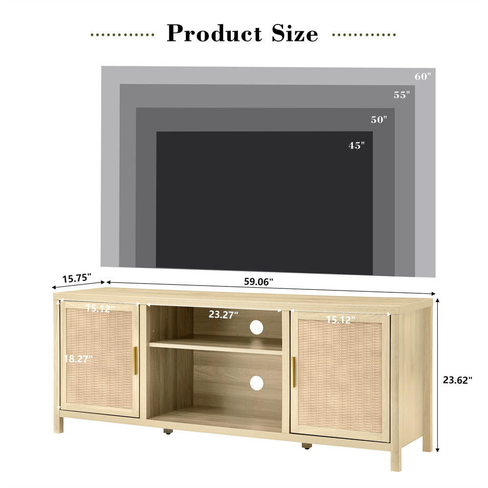 Natural 55 inch Low TV Console Table