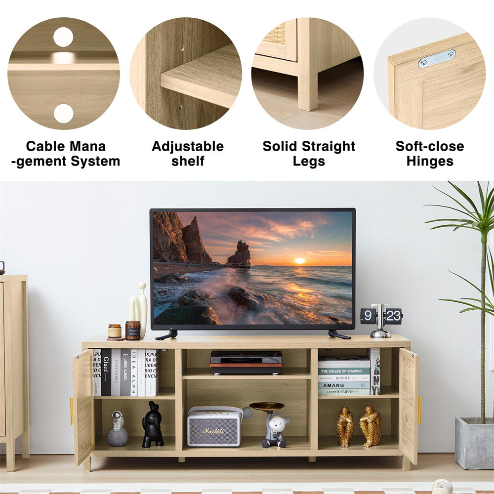Natural 55 inch Low TV Console Table