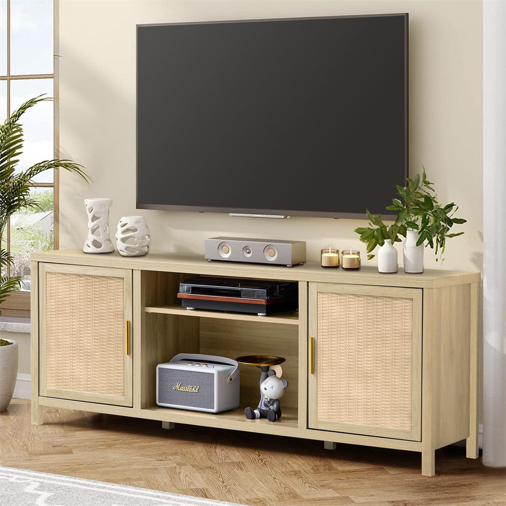 Natural 55 inch Low TV Console Table