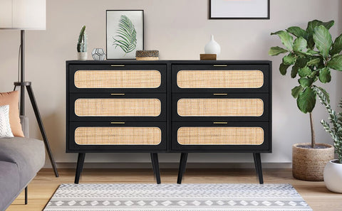 Rattan 3 drawer dressers