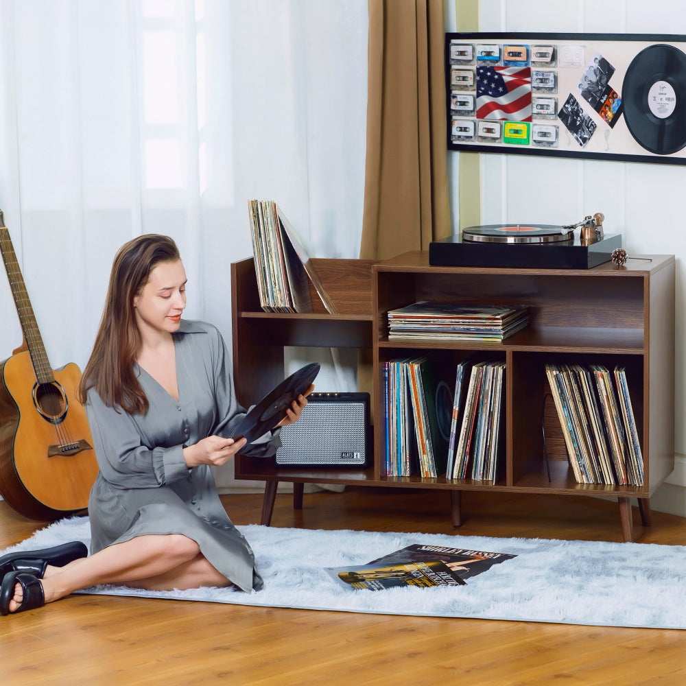 record player stand with storage