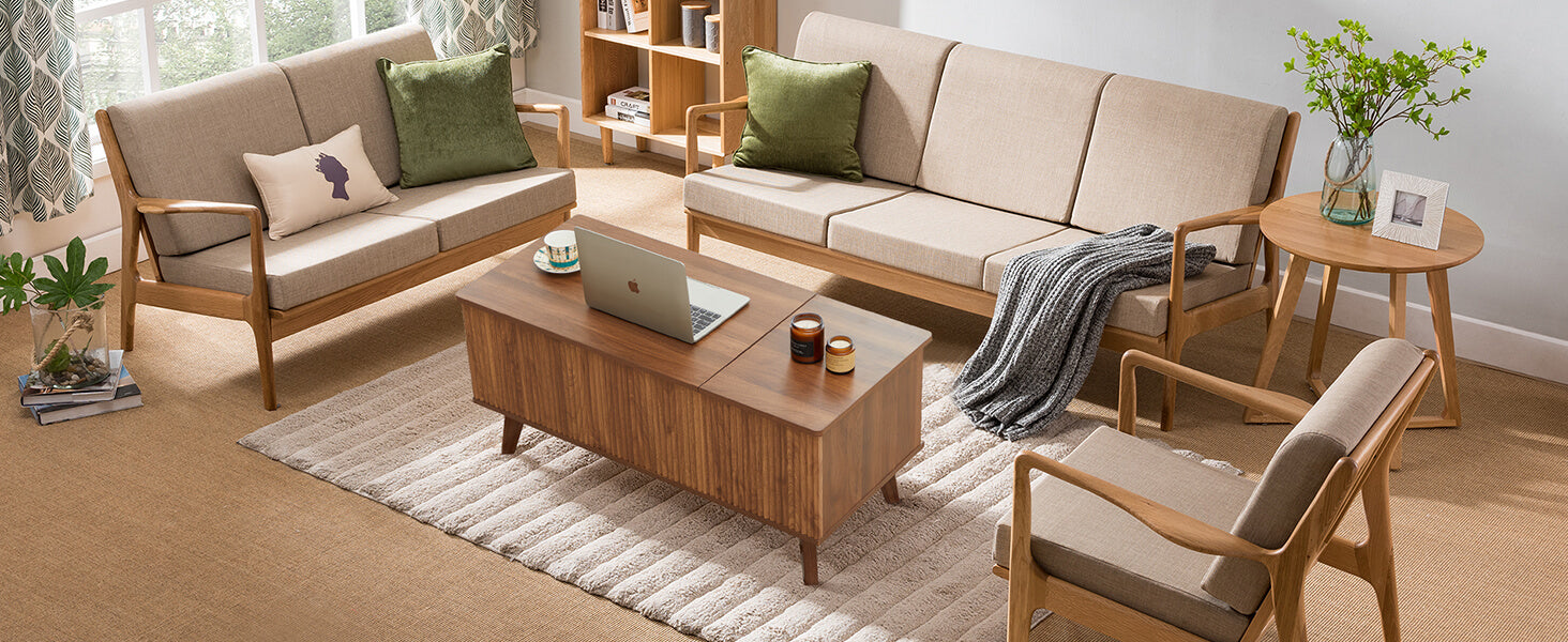 Walnut Wooden Fluted Lift Top Coffee Table image6